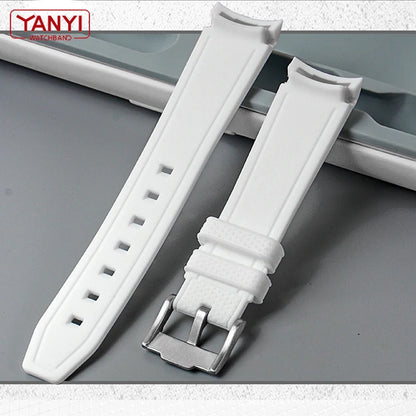 White rubber watch strap for Omega X Swatch, MoonSwatch, Constellation, waterproof, sport, watch band, curved end band, 20mm