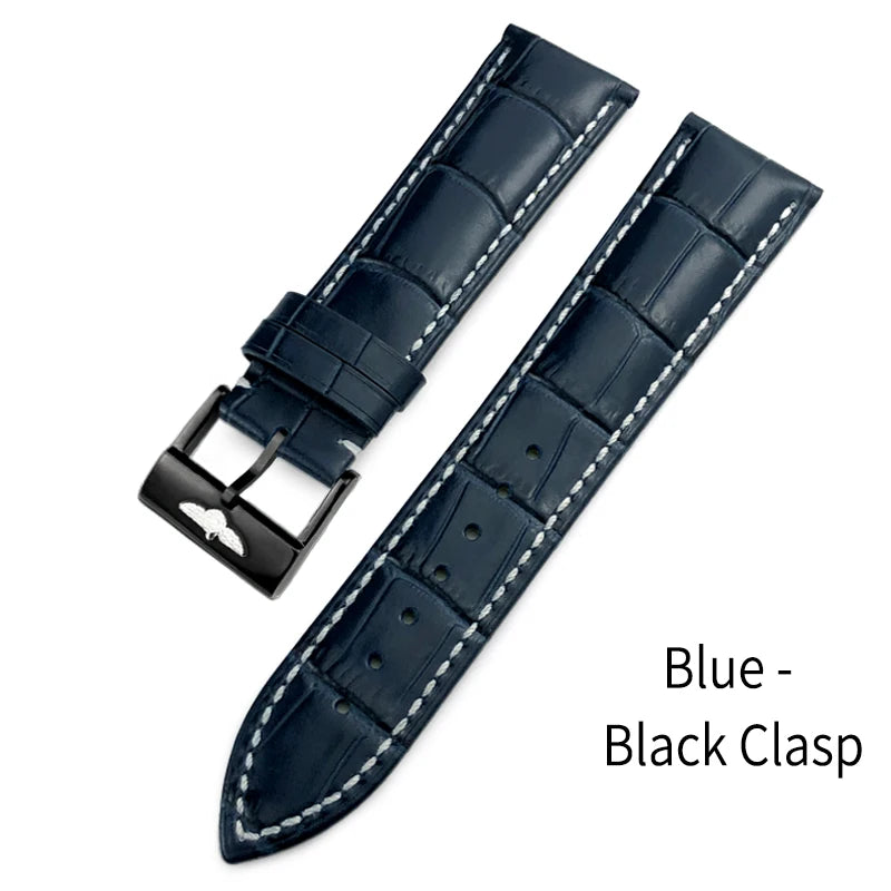 Bracelet de montre en cuir véritable 20mm 21mm 22mm pour Breitling Avenger Navitimer Chronomat Superocean Heritage Yellow Wolf
