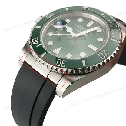20mm Curved End Link for Rolex Watch Band Submariner Watch Strap Rubber Leather Strap Seamless Metal Connection 2PCS