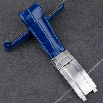 20mm Curved End Watch Band for Rolex Daytona Submariner GMT Master, Glidelock Clasp, Genuine Leather