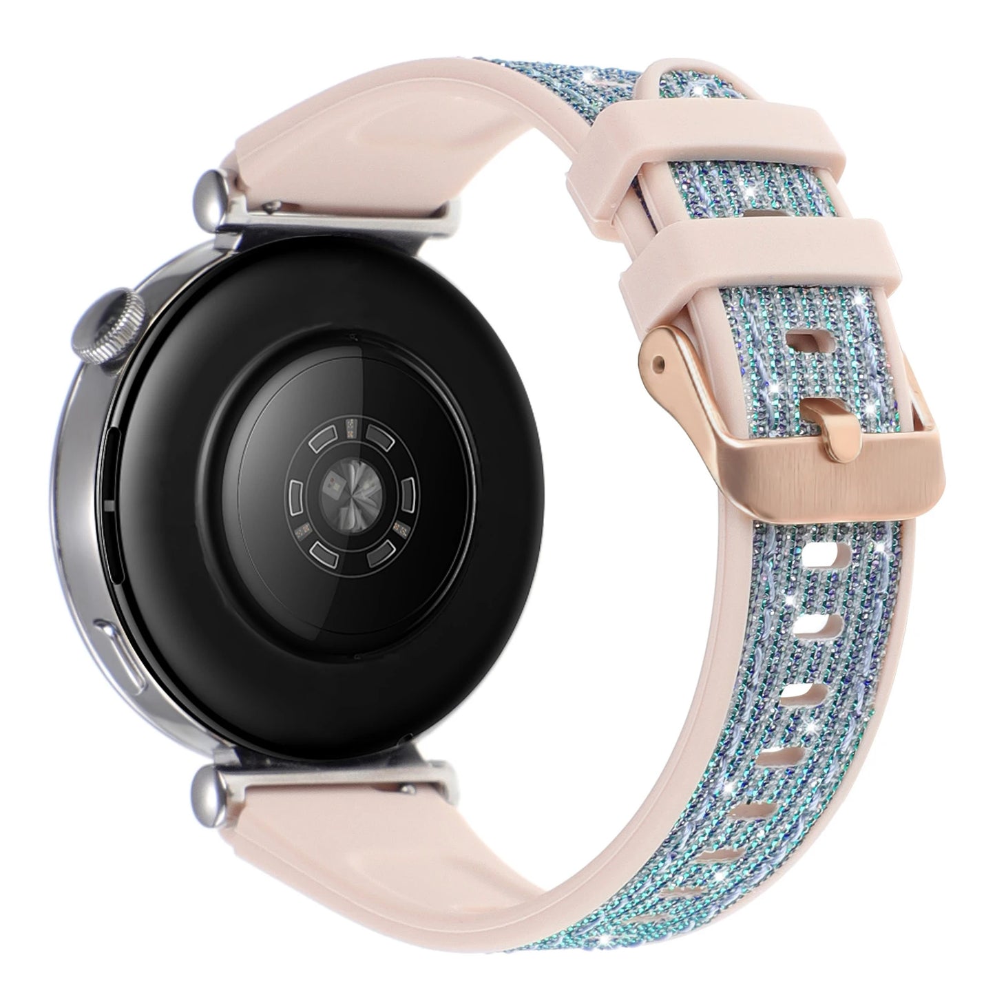 Cinturino in silicone glitterato da 18mm per Huawei Watch GT6/5/4, compatibile con 41mm, cinturino casual da donna, delicato sulla pelle, comodo e traspirante