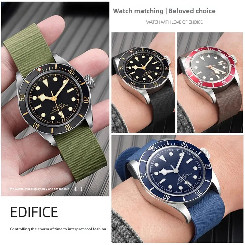 Ремешок из фторкаучука для Tudor Black Bay FXD Series M25707 M79363N, 20 мм, 21 мм, 22 мм, для Omega IWC Rolex