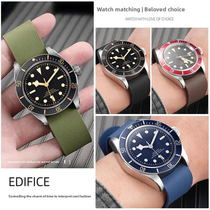 Ремешок из фторкаучука для Tudor Black Bay FXD Series M25707 M79363N, 20 мм, 21 мм, 22 мм, для Omega IWC Rolex