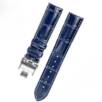 Per il bracciale artigianale Longines con luna e magnifico motivo coccodrillo blu, cinturino da uomo Comcas 20 mm. È adatto