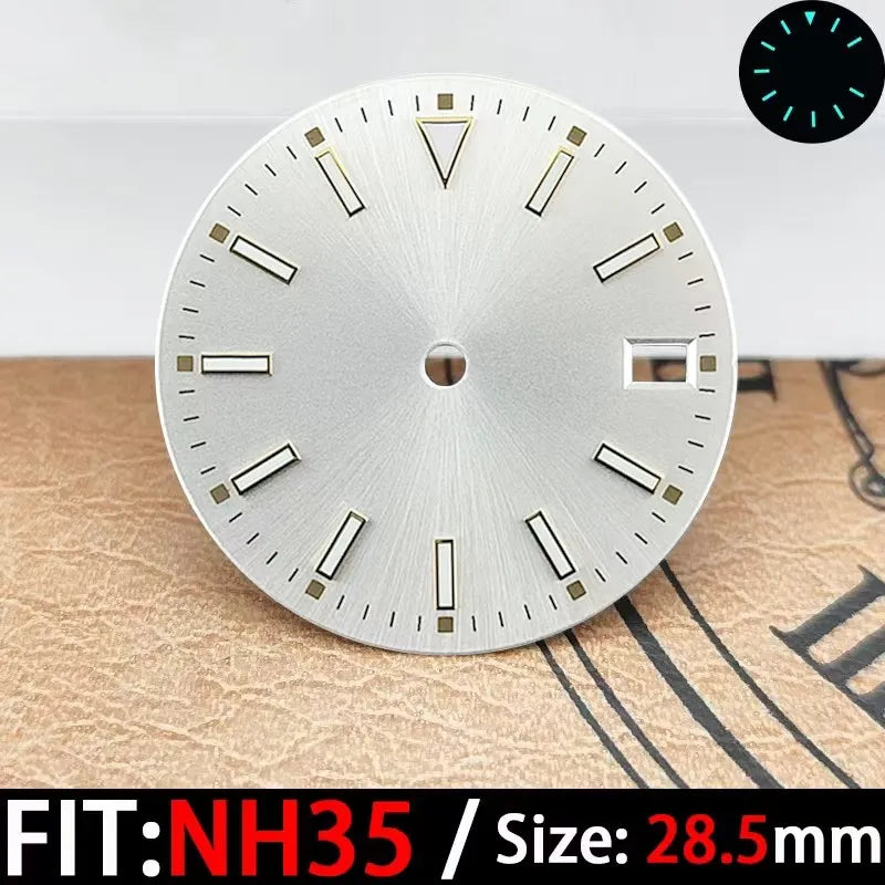 The 28.5mm luminous yellow, black, blue, and green sterile watch face is suitable for NH35/8215/2836 movement watch accessories