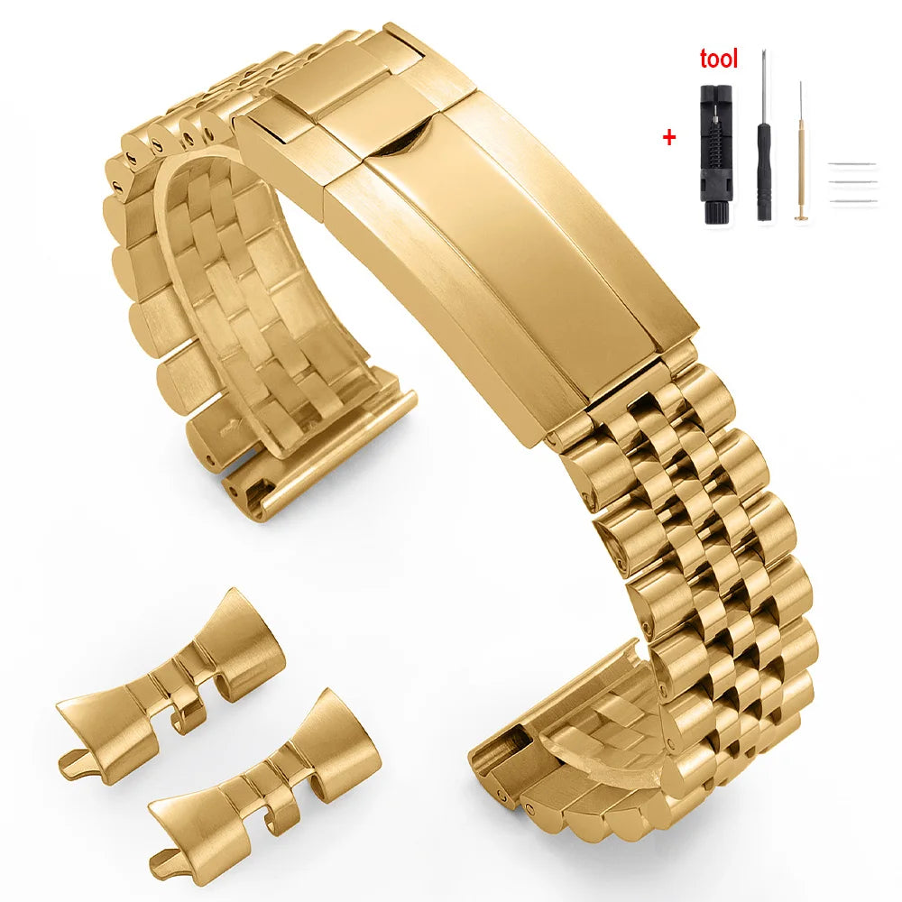 Cinturino di lusso curvo per Rolex, accessori per bracciali Jubilee, cinturino in acciaio inossidabile da 20mm 21mm 22mm, cintura in metallo