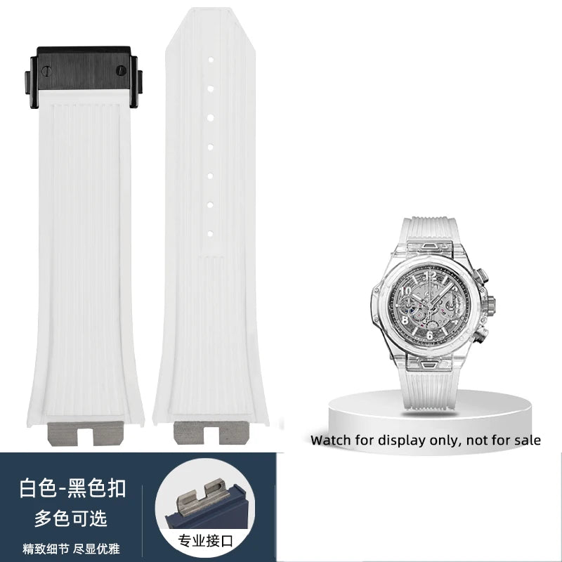 Cinturino per orologio Hublot Big Bang da uomo, cinturino in gomma fluorurata, giunto in acciaio inossidabile, a sgancio rapido, 411, 411, 421