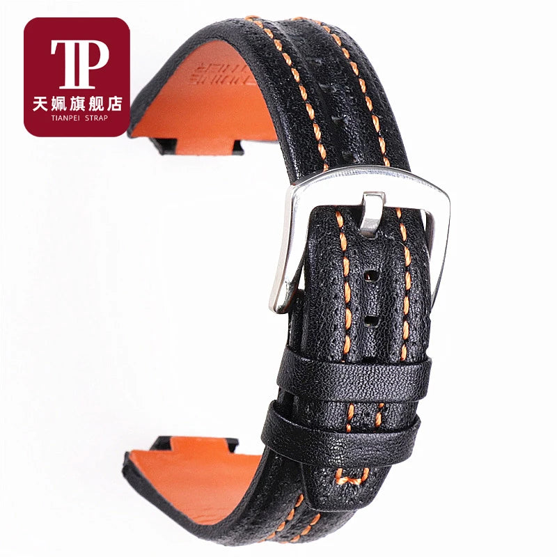 Cinturino per orologio da uomo, 27x15 mm, interfaccia convessa in pelle bovina