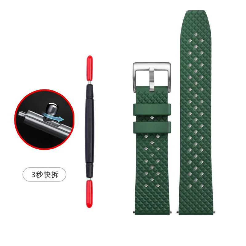 Cinturini per orologi in gomma verde premium – Sport – Disponibili varie texture – 1 pezzo