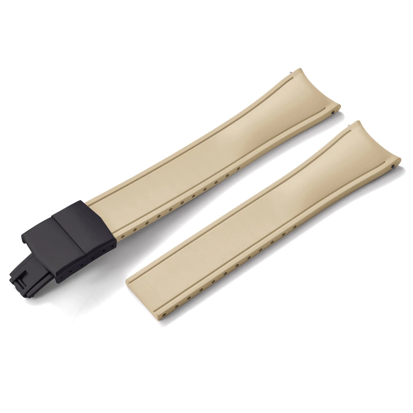 TONJETT for d-elug Curved FKM Rubber Watch Band 20mm 22mm Curved CTS Watch Strap Cut to Size Quick Release Butterfly Buckle