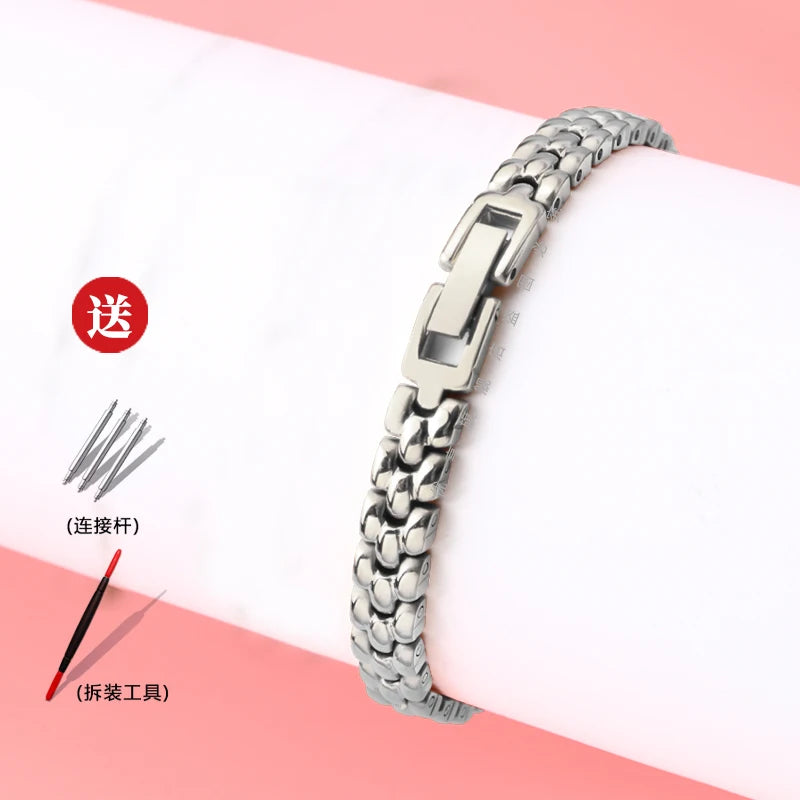 6mm 8mm 10mm 12mm 14mm 16mm Ladies Stainless Steel Buckle Mesh Watch Band Ultra-Thin Steel Bracelet Small Size Chain Width