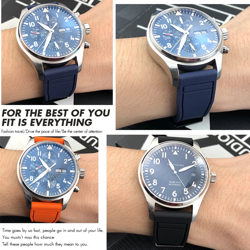 Cinturino per orologio in caucciù fluorurato naturale impermeabile di alta qualità per IWC Big Pilot's TOP GUN 20 mm 21 mm 22 mm FKM