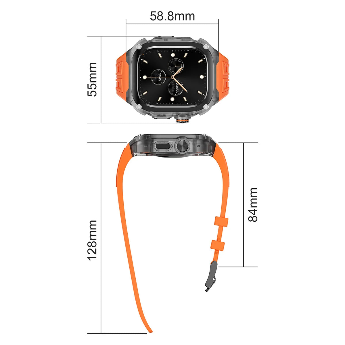 Kit de modification de luxe pour Apple Watch Series Ultra 3 2 49 mm, bracelet en silicone, boîtier en acier inoxydable pour IWatch Ultral 49 mm