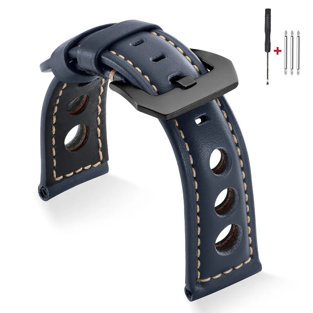 Bracelet de montre Vintage en cuir de vache, 20mm 22mm 24mm 26mm, bracelet de montre en cuir véritable pour femmes et hommes, ceinture avec boucle ardillon