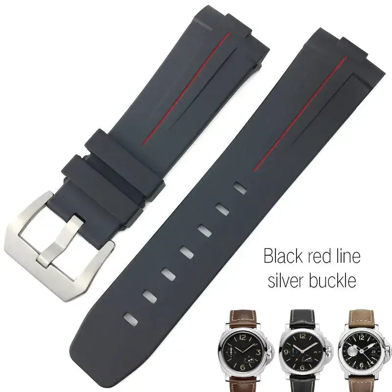 Bracelet de montre en caoutchouc naturel à extrémités courbes, 24mm, pour Panerai LUMINOR PAM00357 00111 01312, bracelet de montre en Silicone, outils gratuits