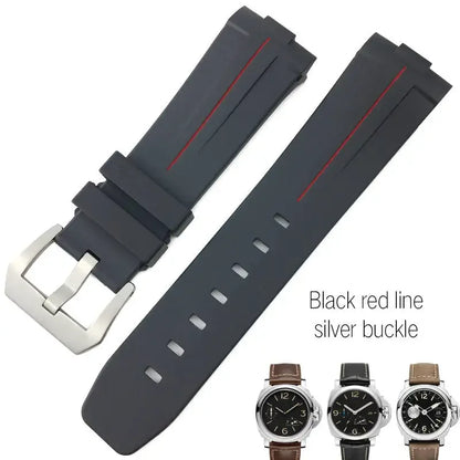 Bracelet de montre en caoutchouc naturel à extrémités courbes, 24mm, pour Panerai LUMINOR PAM00357 00111 01312, bracelet de montre en Silicone, outils gratuits