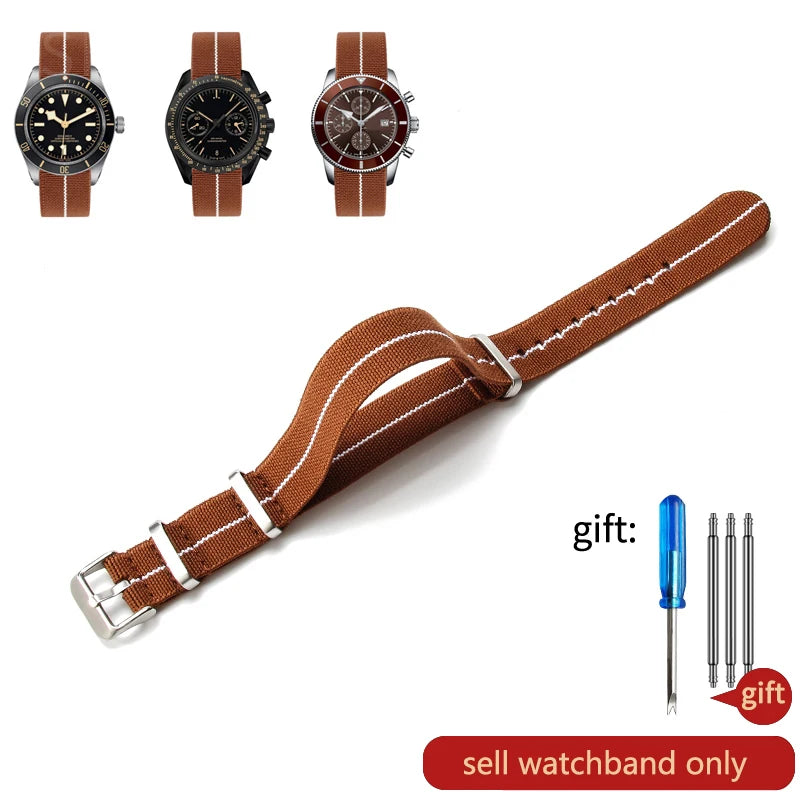 Retro Parachute Nylon Watch Strap for Rolex Tudor Biwan Omega Heuer IWC Men High-Density Knit 18 20 22mm Replacement Accessories