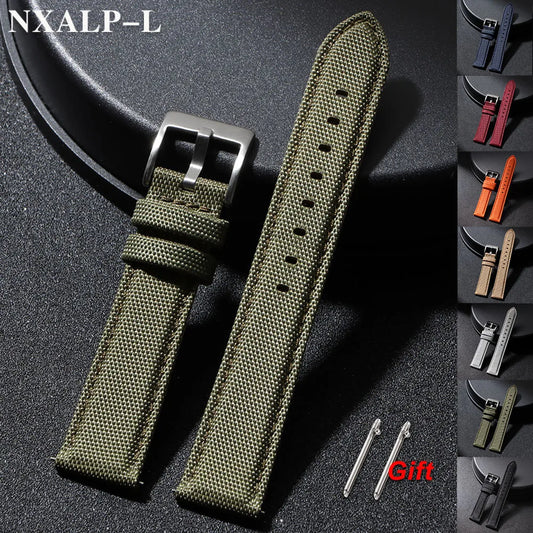 Bracelet de montre en cuir voile de qualité, 20mm 22mm, pour Seiko pour Omega, tissu en Nylon, accessoires de bracelet à dégagement rapide