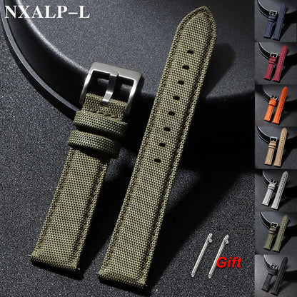 Cinturino per orologio in pelle di alta qualità, 20 mm 22 mm, per Seiko e Omega, tessuto di nylon, accessori per cinturini a sgancio rapido