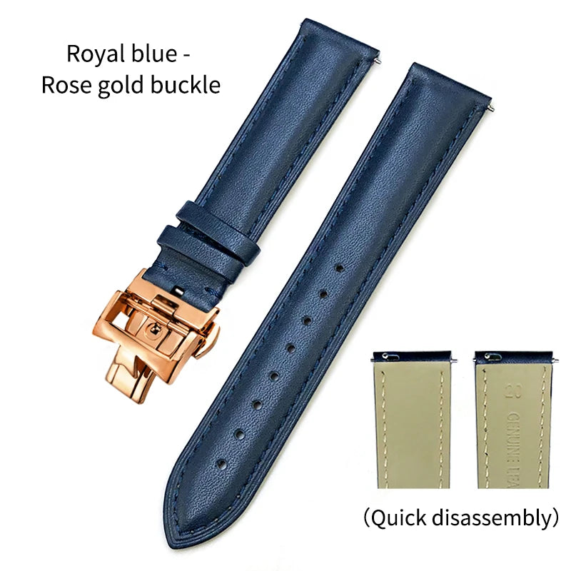 Bracelet de montre en cuir véritable à dégagement rapide 19mm 20mm 21mm 22mm pour Vacheron Constantin Patrimony VC, bracelet noir avec boucle pliable