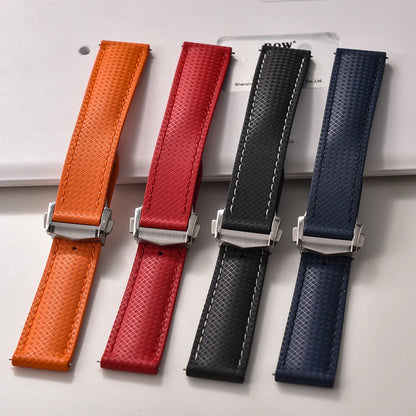 FKM Waterproof Rubber Watch Band Quick Release Deployment Clasp Straps 20mm 22mm Universal Watch Bracelet