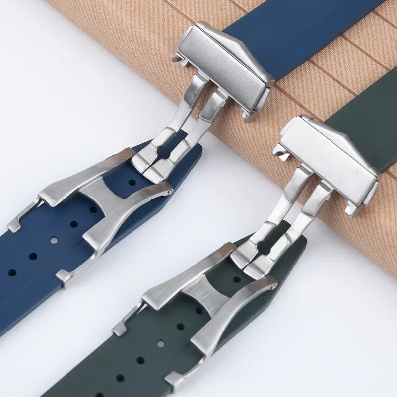 Bracelet de montre en caoutchouc fluoré FKM souple de qualité supérieure pour bracelet Longines HydroConquest GMT V.H.P. Étanche 22 mm pour cadran 41/42 mm