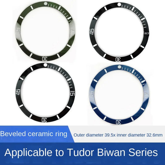 Anneau de montre en céramique 39.5x32.6mm, pour Tudor Black bay, lunette inclinée, échelle adaptée, 12 heures, perles lumineuses vertes, accessoires