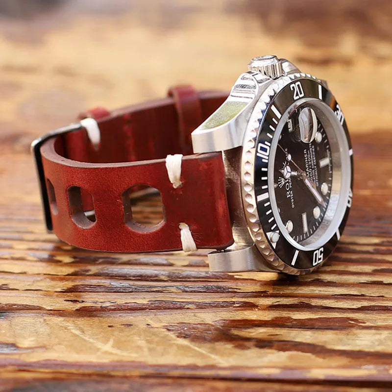 Leather watch strap, Fast - Vintage, Chronograph - Universal
