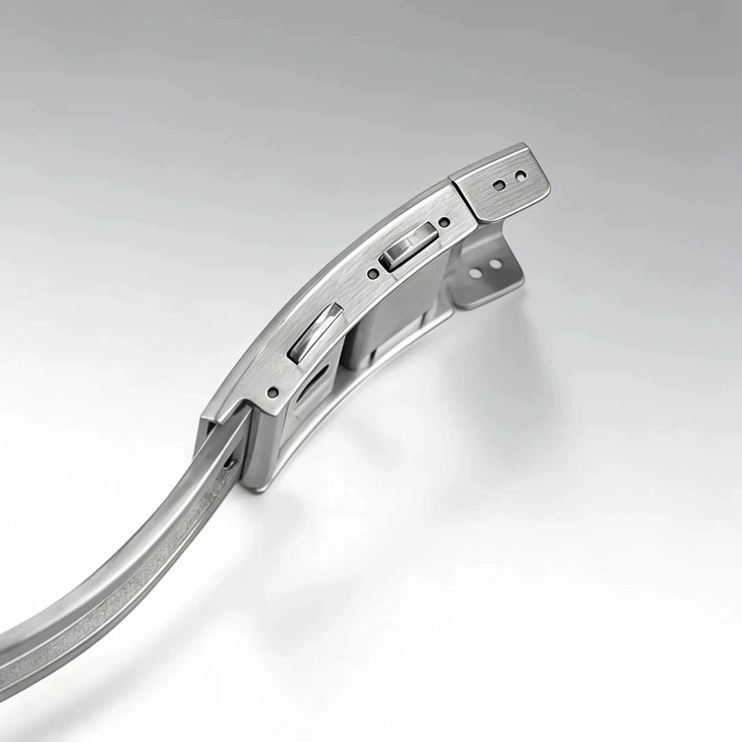 Fermaglio di sicurezza a doppio pulsante argentato, 18 mm 20 mm 22 mm, chiusura per cinturino di orologio in acciaio inossidabile, fibbia per orologio solida pieghevole estesa per Seiko