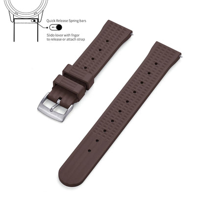 JUELONG – bracelets de montre en caoutchouc gaufré FKM, à dégagement rapide, étanche, Durable, en caoutchouc fluoré, 20mm 22mm, pour montre de plongée traditionnelle