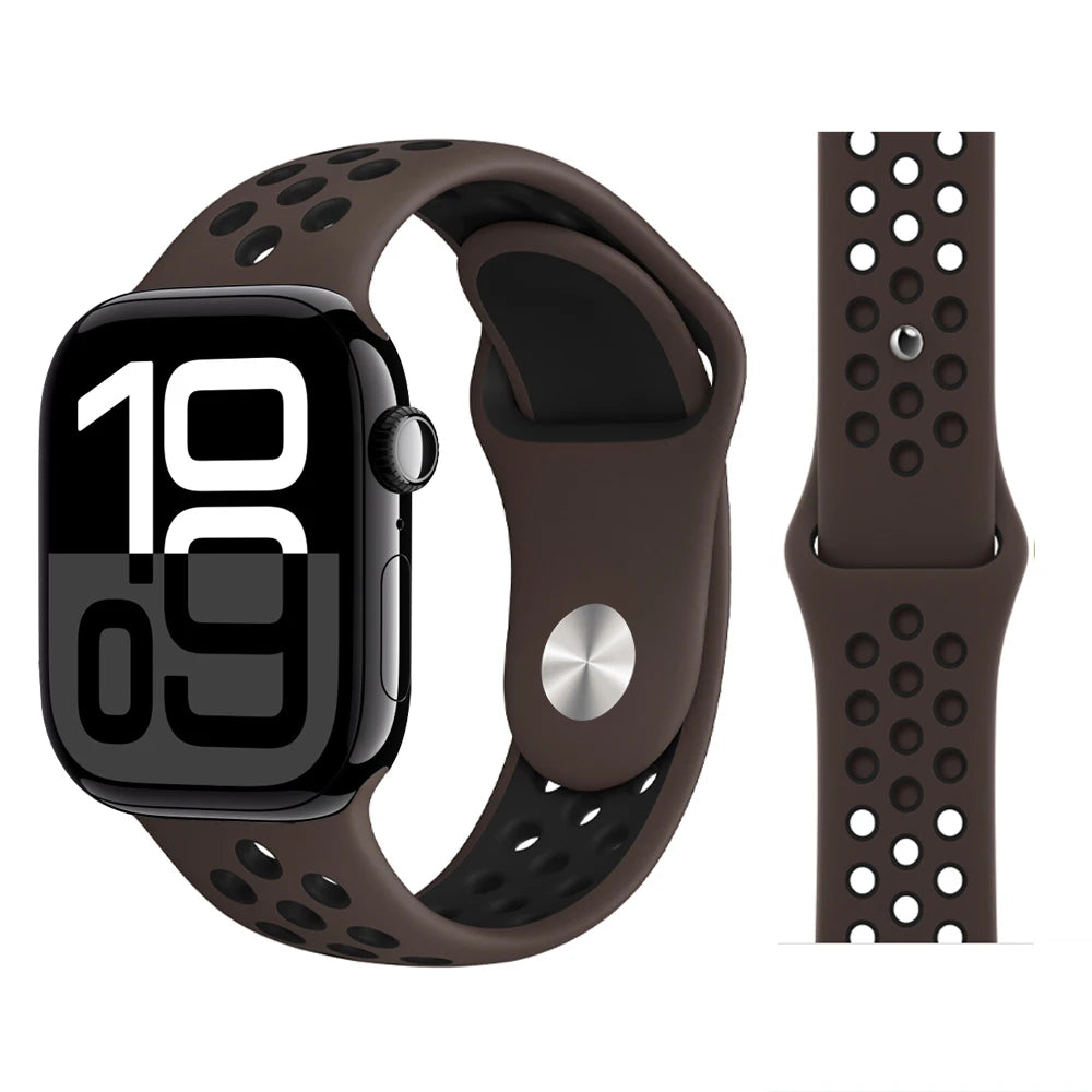 Bracelet en Silicone pour bracelets de montre Apple 46mm 44mm 45mm 40mm 41mm 42mm, Bracelet de Sport Correa iWatch série 11 10 9 SE 8 7 6 5