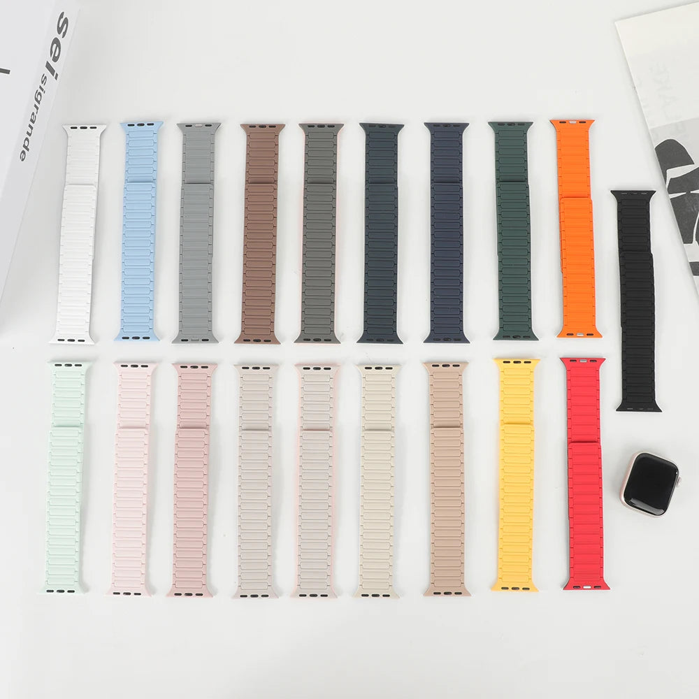 Correa con hebilla magnética para relojes Apple de 46 mm, 44 mm, 40 mm, 45 mm, 41 mm, 42 mm, correa de silicona para iWatch serie 11, 10, 9, 8, 7, 6, SE, Ultra 3