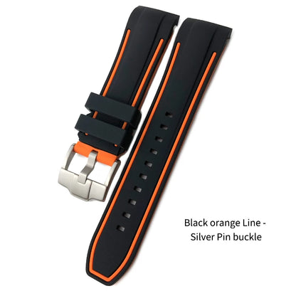 Bracelet de montre en caoutchouc naturel à extrémité incurvée de 23mm, pour Blancpain five Fathoms 5000 5015, en Silicone souple, noir, étanche