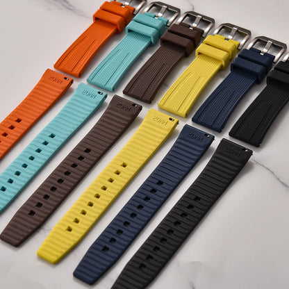 Cinturino per orologio in gomma FKM vulcanizzata di alta qualità, 20mm 22mm, a sgancio rapido, per uomo, sport, immersioni, accessori per cintura