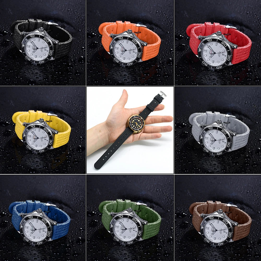 JUELONG – bracelets de montre en caoutchouc gaufré FKM, à dégagement rapide, étanche, Durable, en caoutchouc fluoré, 20mm 22mm, pour montre de plongée traditionnelle