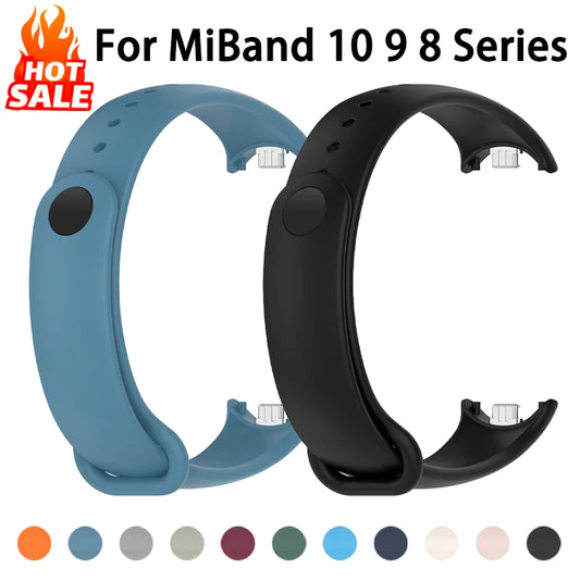 Bracciale in silicone per Xiaomi Mi Band 10 9 8 Cinturino NFC Sport Braccialetto in gomma pulseira Correas Xiaomi smart band 10 9 8 accessori