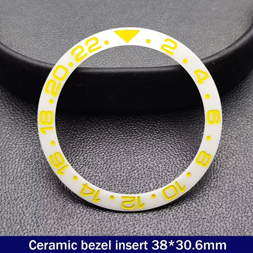 38mm x 30.6mm Sloped Ceramic Bezel GMT and Diving Watch Insert for 40mm Men's Watch Replacement Watch Bezel Inserts