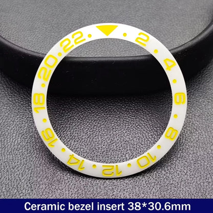38mm x 30.6mm Sloped Ceramic Bezel GMT and Diving Watch Insert for 40mm Men's Watch Replacement Watch Bezel Inserts