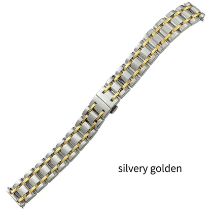 Cinturino per orologio in acciaio inossidabile 316L, 15/17mm, per orologio da donna Longines L5.512 L5.255, argento, oro rosa, con strumento di regolazione gratuito