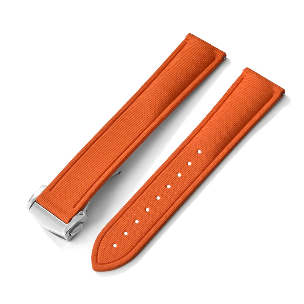 Bracelet de montre déployant de sport à motif tissé de haute qualité, 20mm 21mm 22mm, bracelet de montre en caoutchouc FKM