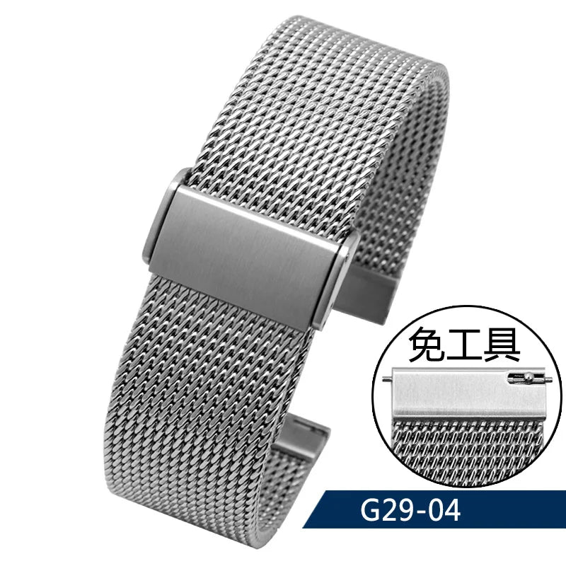 Cinturino in maglia d'acciaio shark diver, 20/22/24 mm, per orologio milanese, Bracciale in tessuto, chiusura doppia, per Breitling Omega