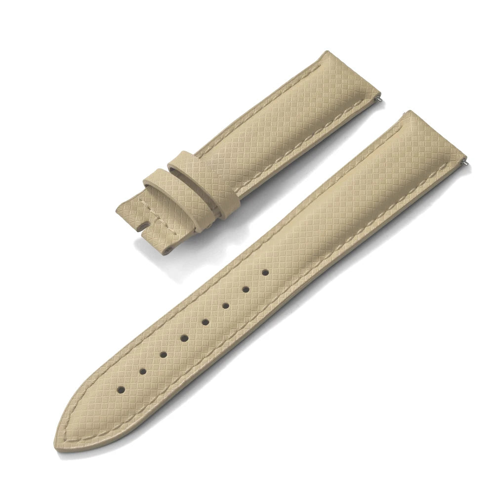 STAPELP – Fabric Sailcloth Strap, 18mm, 19mm, 20mm, 22mm, Top FKM + Leather Base, Textured Rubber Watch Straps, Quick Release Pin Buckle