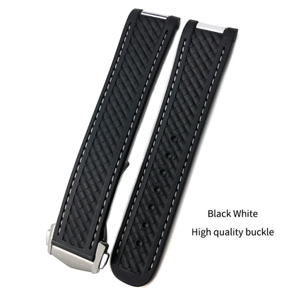 Bracelet de montre en caoutchouc de Silicone, 19mm 20mm, pour Omega Seamaster AQUA TERRA AT150 Ultra léger 8900, boucle de déploiement Premium