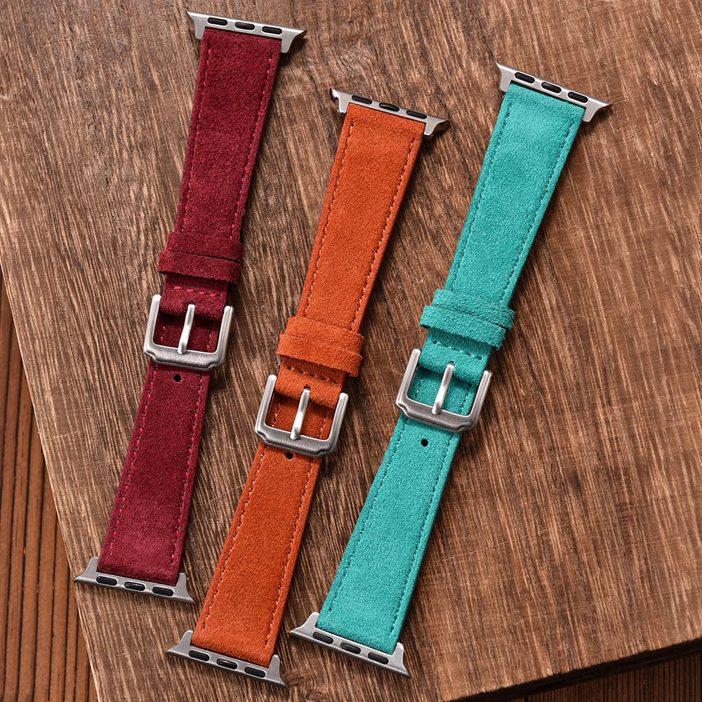 Suede Leather Bracelet for Apple Watch Band 44mm 40mm 38mm 45mm 41mm Vintage Leather Strap iWatch Series 6 SE 7 8 9 10 Ultra2 49