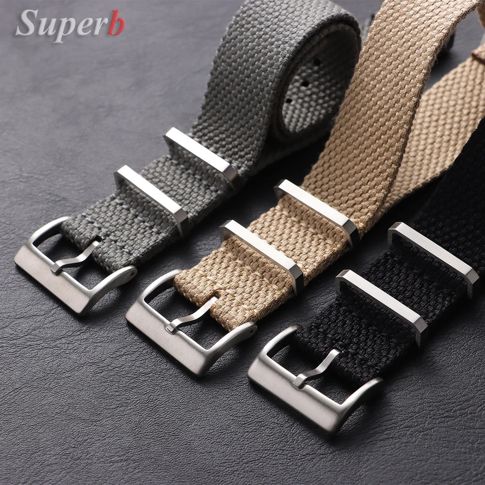 Nouveau Bracelet de montre en Nylon nervuré 20mm 22mm Bracelet de montre universel boucle militaire lavable Bracelet pour hommes bracelets accessoires de montre