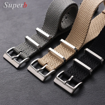Nouveau Bracelet de montre en Nylon nervuré 20mm 22mm Bracelet de montre universel boucle militaire lavable Bracelet pour hommes bracelets accessoires de montre