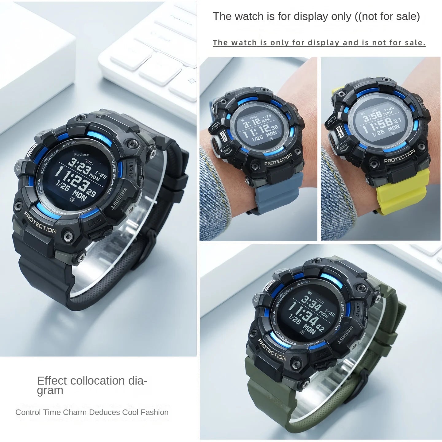 Cinturino di ricambio in silicone morbido impermeabile per orologio Casio GBD-100 Series, cinturino sportivo da esterno da uomo, accessori