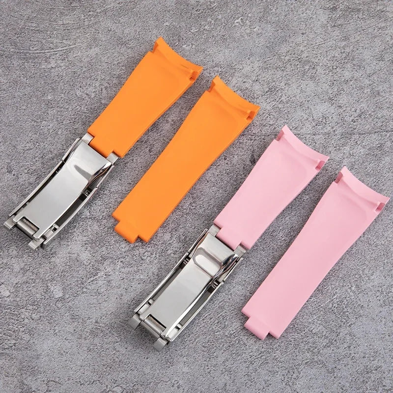 FKM Fluororubber Watch Strap, Natural Rubber, 21mm, Accessories for Rolex 41mm Submariner Explorer 216570, Deployant Buckle.
