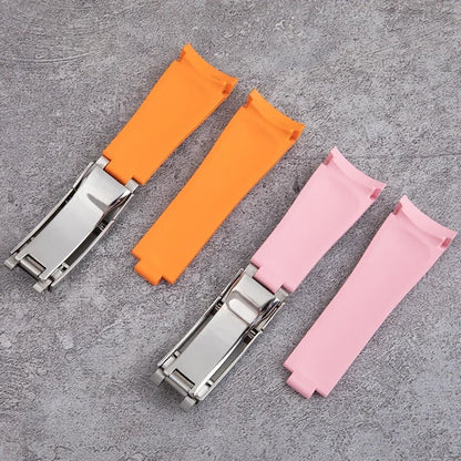 FKM Fluororubber Watch Strap, Natural Rubber, 21mm, Accessories for Rolex 41mm Submariner Explorer 216570, Deployant Buckle.