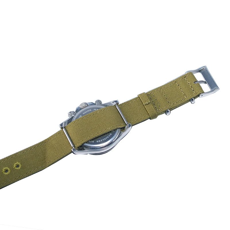 Military Canvas Watch Strap, Army Green, 18mm, 20mm, 22mm